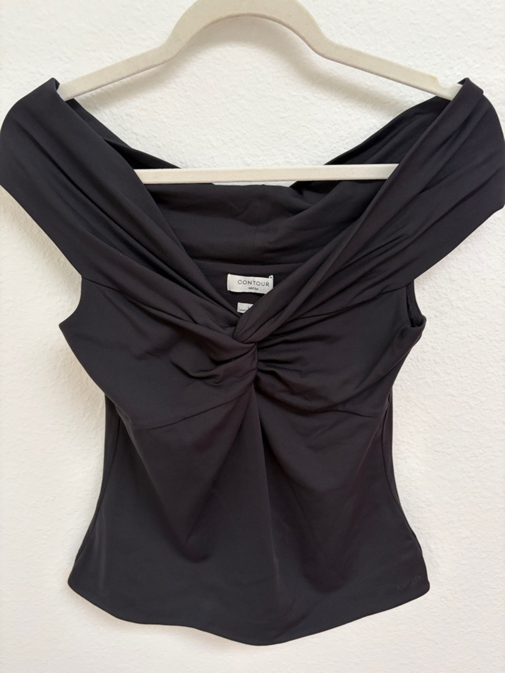 Aritzia Black Twist-Front Off-Shoulder Camisole